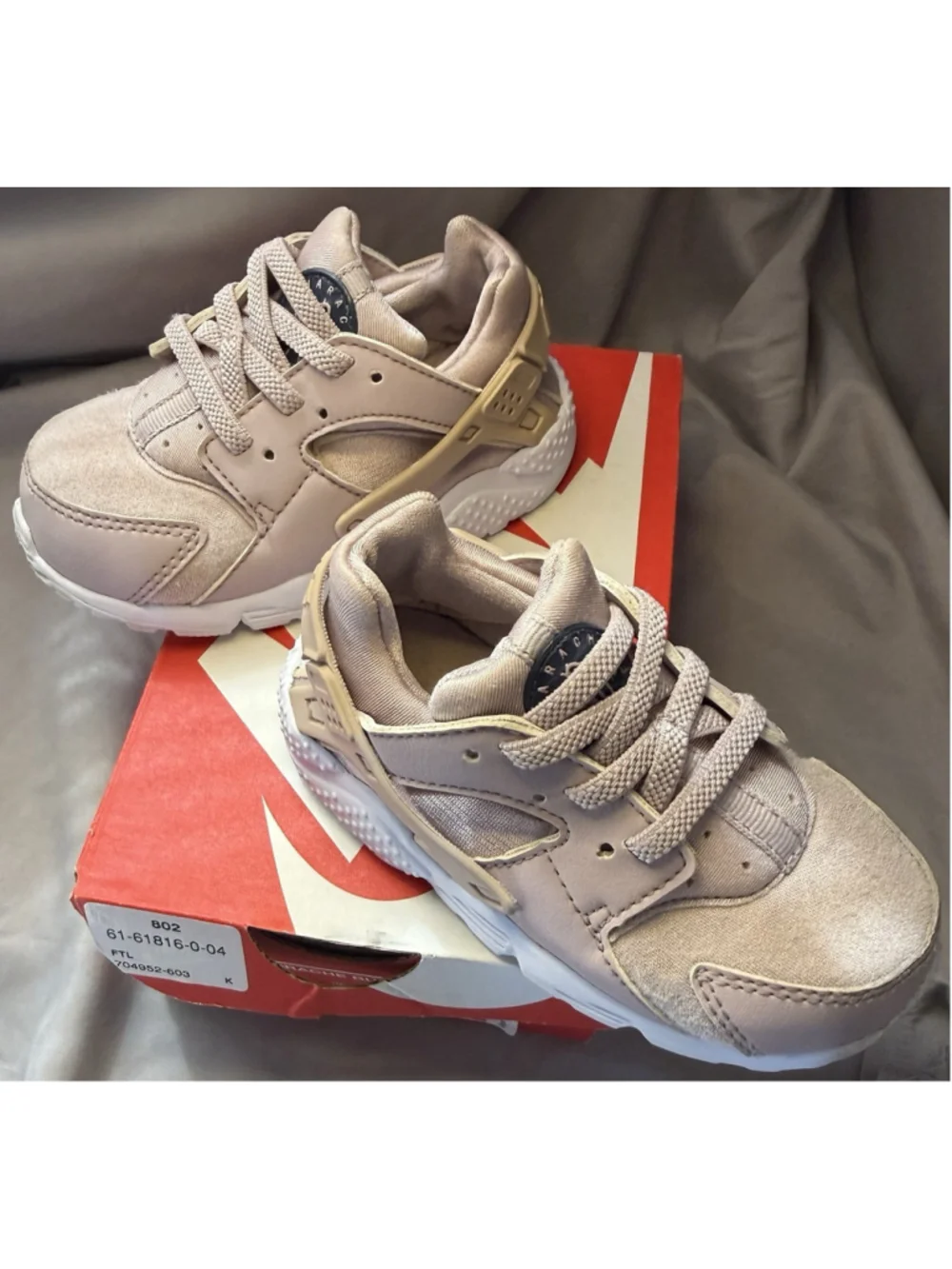 Nike 704952-603 Huarache Run Toddler Shoes 7C Rose/Beige